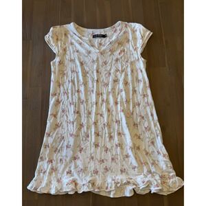 Lauren Ralph Lauren Floral Nightgown White Pink Ruffle Hem Sleepwear Small